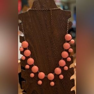 Circles & balls Light peachy pink statement necklace 29” adjustable shorter